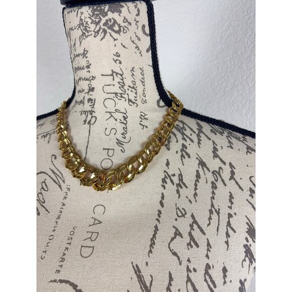 B13 Monet Choker Gold Tone Chunky Chain Vintage Statement Signed Old Money - Picture 4 of 6